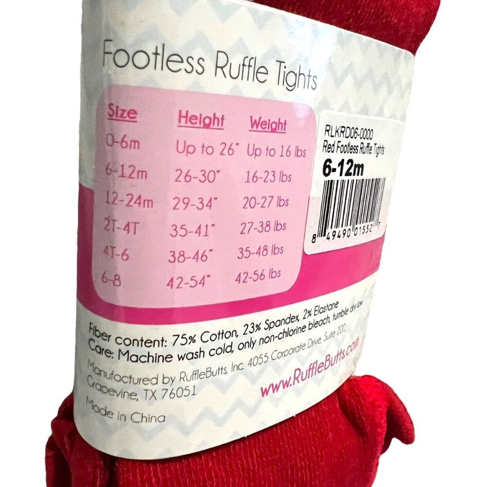 NEW Ruffle Butts 6-12m Red Footless Ruffle Tights - Picture 3 of 3